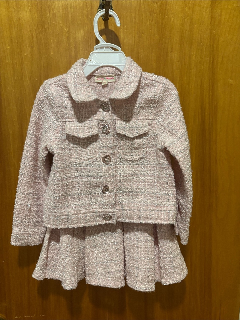 Girls Light Pink Tweed Blazer Jacket - Brand: Unknown